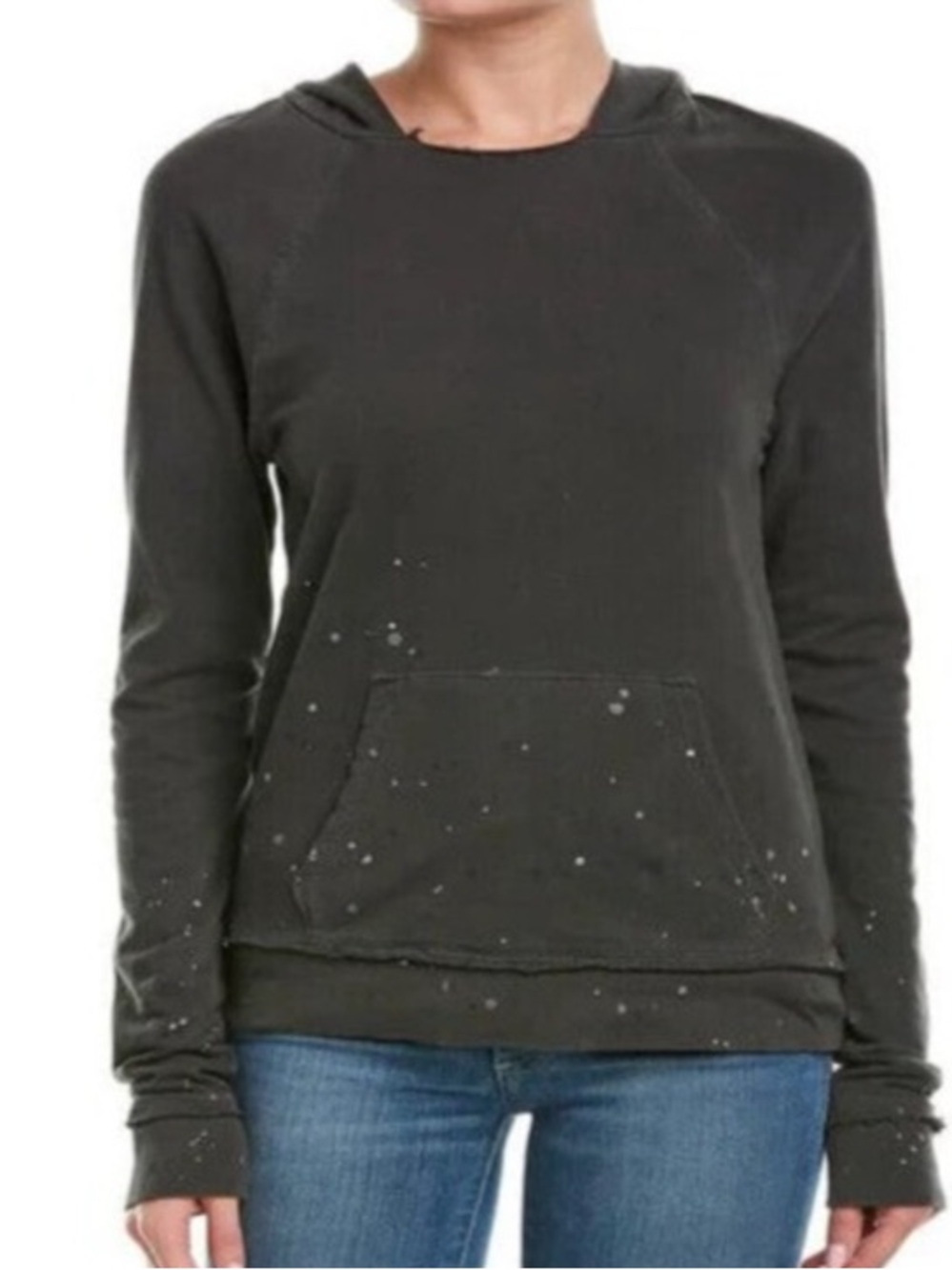 n:PHILANTHROPY Black Distressed Paint-Splatter Hoodie